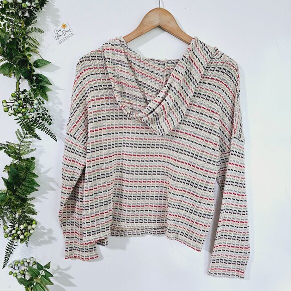 Lazy Sundays‎ Boho Hippie Hooded Womens Woven Striped Sweater L Size《882》J - Picture 2 of 5
